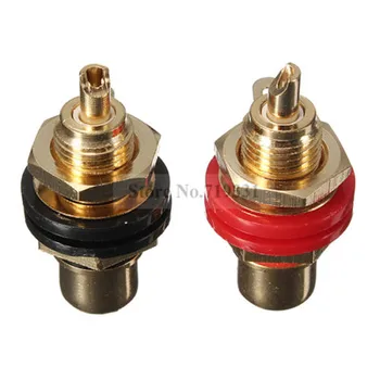 Gold Plated RCA Panel Mount Chassis Socket Phono Female Jack Connector Set