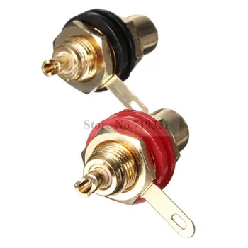 Gold Plated RCA Panel Mount Chassis Socket Phono Female Jack Connector Set