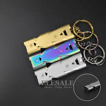 New Stainless Steel Emergency Survival Whistle High dB For Outdoor Camping Emergency Rescue EDC Key Chain Pet Training Whistle