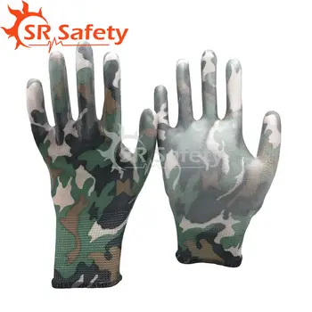 SRSAFETY 5 pairs Camouflage PU glove/ women used Gardening PU gloves/beautiful working gloves PU1350FP-11