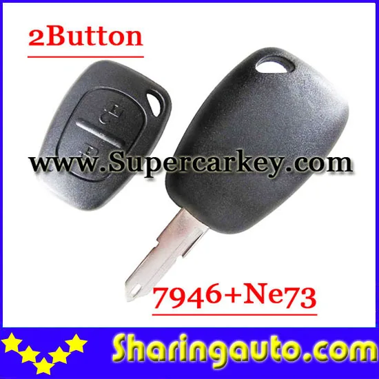 Renault Megana Cilo Scenic kango 2 Button Remote Key Fob Ne73 Blade 433MHZ With Pcf7946 chip (10pcs/Lot)