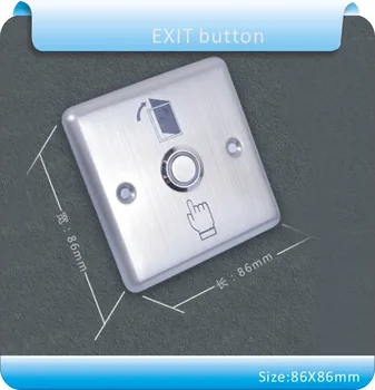 Metal shell 86X86mm Door Release Exit Button Sensor Switch without LED Indication(NO) for access control system