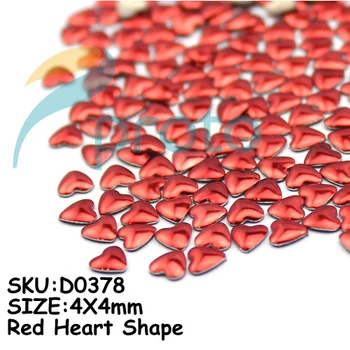 4mm Red Heart Shape Metal Stud Rhinestones Handcraft DIY 3D Decoration Acrylic Nail Art Dropshipping [Retail] SKU:D0378