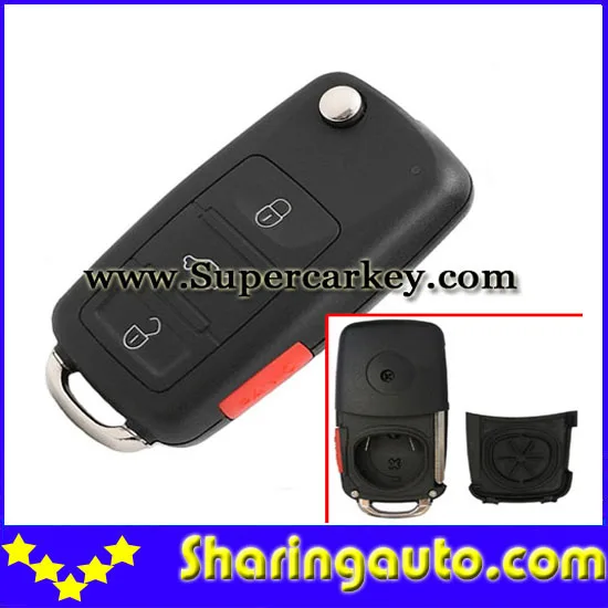 Quality VW Toureg 3+1 Button Flip remote Key Case 5 pieces/lot