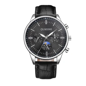 OUKESHI Business Men Watch Top Brand Luxury Leather Strap Quartz Wristwatch Fashion Boutique Watches Relogio Feminino