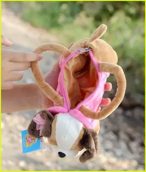 Makeup bag gift Cute BearShape Plush Bag Handbag Purse for Pink and Beige Children 's animal cartoon pencil bag Shapi dolls dog