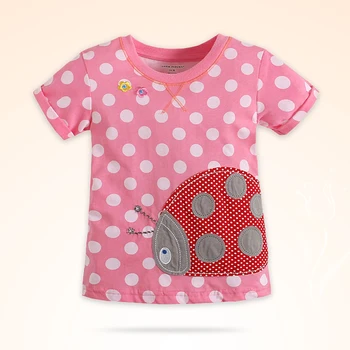Pink Ladybag Short Sleeve T-Shirts Summer Brand Cotton Round Neck Children's Clothes Kids Tops Tee 18mths-6yrs