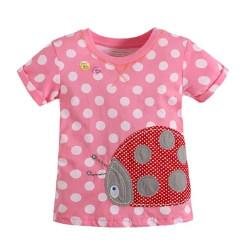 Pink Ladybag Short Sleeve T-Shirts Summer Brand Cotton Round Neck Children's Clothes Kids Tops Tee 18mths-6yrs