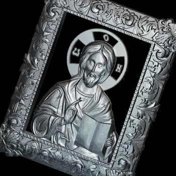 Icon of Jesus Christ 3d model for cnc STL format Religion 3d Relief Model STL Router 3 axis Engraver ArtCam