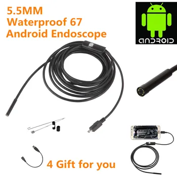 Mini 5.5mm 1M/2M/5M /10M Mini USB Endoscope IP67 waterproof Borescope Micro Camera Snake 480P for OTG Android phone Laptop PC