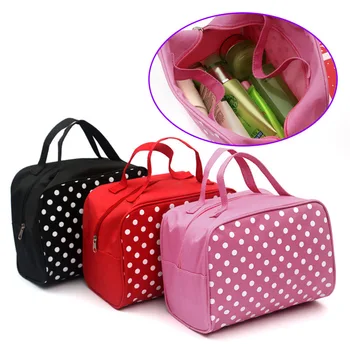 2017 Fashion Lady Organizer Multi Functional Cosmetic Storage Dots Bags Women Makeup Bag With Pockets Toiletry Pouch LXX9