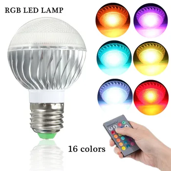 LED Light Bulb E27 9W 16 Color Change RGB LED Bulb Globe Enegry Saving Lampada Spotlight With 24 Key IR Remote Control 85-256V
