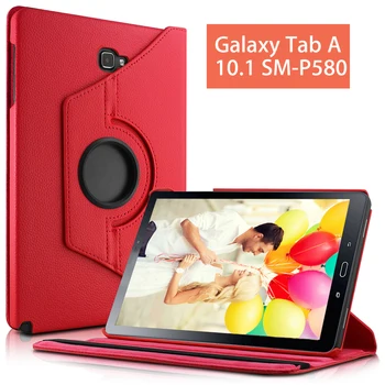Cover for Samsung Galaxy Tab A 10.1 SM-P580 P585 PU Leather Flip Smart Stand 360 Rotating Case