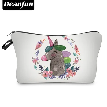 Deanfun Cosmetic Bags 3D Printed Flower Unicorn Fashion Zipper Polyester Travel Organizer Necessarys For Women Makeup 50761
