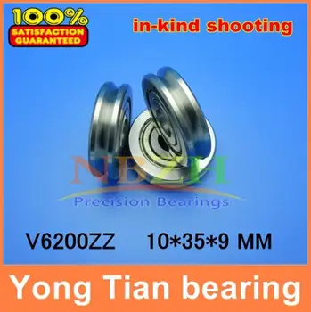 Outer ring V grooved straightener guide wheel bearings A1002ZZ V6200ZZ V90 10*35*9 mm pulley bearings V groove width 4.2 mm