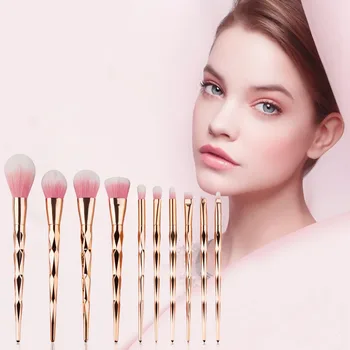 Focallure 10 Pcs Rose Pink Makeup Brushes Set Cosmetic Foundation Eyshadow Blusher Powder Brush Beauty Tools Sets M03630