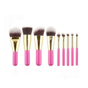 2017 9Pcs Wood Handle Makeup Eyeshadow Foundation Brush Set Concealer Cosmetic Pro Kabuki Blush makeup brushes