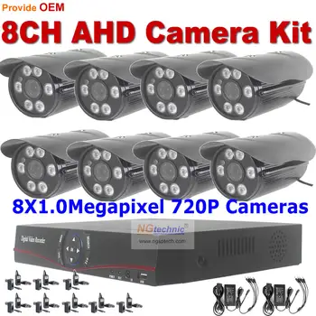 Promotion! 8CH AHD Camera Security system HDMI Motion detect AHD DVR 8pcs Full HD waterproof CCTV Camera ir night view AHD Kit