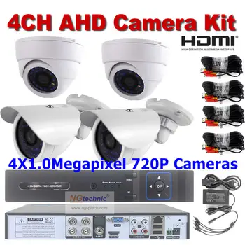 DONPHIA CCTV Camera system outdoor+indoor surveillance 720P AHD Camera and 4ch motion detect HDMI Network AHD DVR CCTV Kit