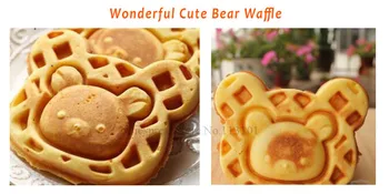 Cute bear waffle machine unique design carton bear waffle baker machine electric waffle maker with 2 pcs bear waffle moulds
