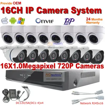 16Channel CCTV System 720P waterproof outdoor Security Camera and 16ch 720P 1080P HDMI Motion detect NVR CCTV Kit
