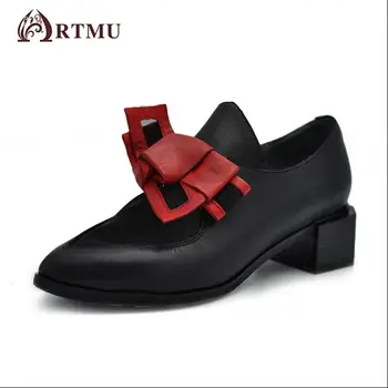 2017 handmade bowtie genuine leather women shoes fashion pointed toe fashion elegant cowhide women flats Y580887