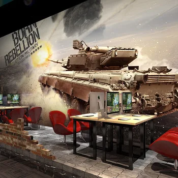3D personalized wood brick patterned wallpaper gun War theme bar restaurant coffee shop mural wallpaper