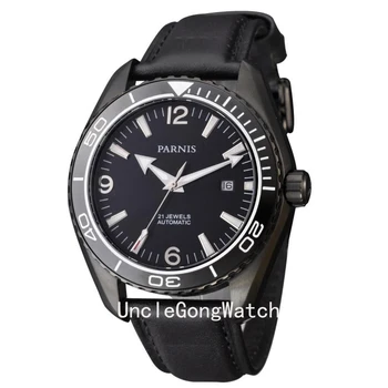 45mm Parnis Sapphire Glass Black PVD Stainless Steel Case Mens Automatic Watch PA4506PBW