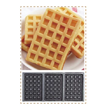 Small rectangle waffle machine non-stick pan stainless steel rectangle waffle maker with 10 pcs waffle moulds in one tray
