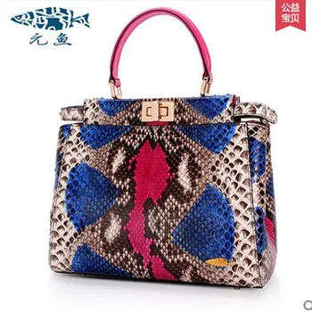 Yuanyu new 2016 women bag import real python leather single shoulder bag fashion large capacity Snake leather women handbag