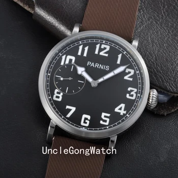46mm Parnis Polished Steel Case Luminous Marks&Hands 6497 Movement Watch PA4601SBW1