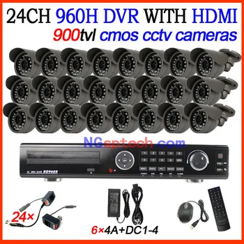 Home security CCTV DVR 24CH DVR recorder with HDMI output plus 24pcs waterproof cctv cameras cctv camera system diy kit