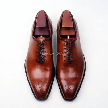 Obbilly Bespoke Handmade Genuine Calf Leather Breathable Upper /outsole/Insole Brown Goodyear Square toe Men's Shoe No.ox601