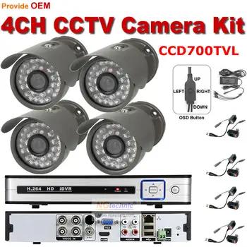 Hot selling 4ch Realtime HDMI Security DVR kit with Waterproof IR day night working indoor outdoor Bullet CCTV Camera DVR system