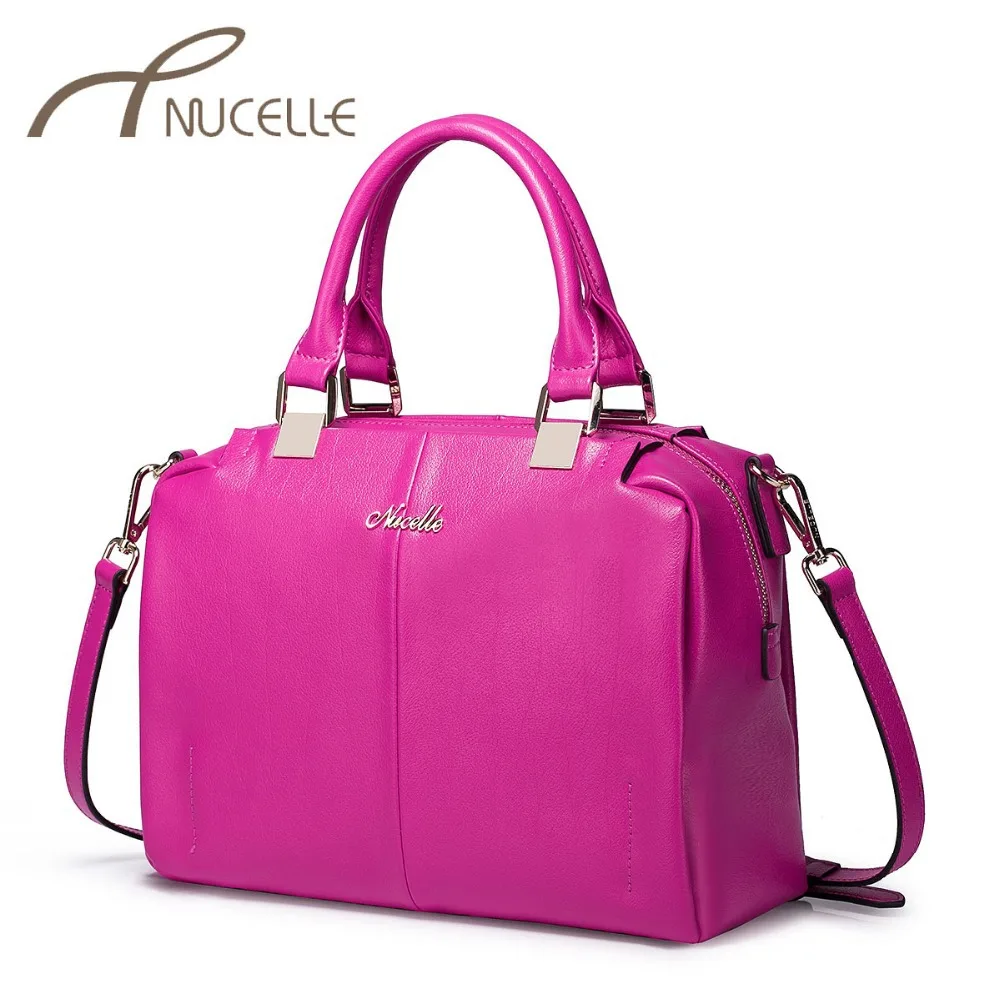 Nucelle Women's Split Leather Handbags Ladies Vintage Solid Brief Cowhide Trunk Crossbody Bag Female Brand Bolsas NZ5612