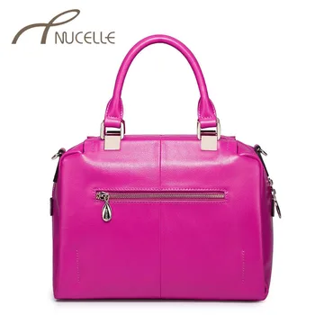 Nucelle Women's Split Leather Handbags Ladies Vintage Solid Brief Cowhide Trunk Crossbody Bag Female Brand Bolsas NZ5612