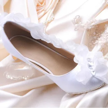 Lace Flower Wedding Shoes Crystal Bridemaid Shoes Handmade Bridal Shoes Party Prom Shoes Plus Size