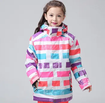 2016 children rainbow ski jackets girl's riding snowboarding jackets kids skiing jackets skiwear anorak snow wear waterproof