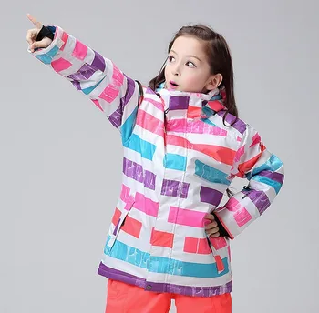 2016 children rainbow ski jackets girl's riding snowboarding jackets kids skiing jackets skiwear anorak snow wear waterproof