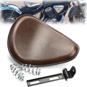 Brown Motorcycle Leather Solo Seat Cover 3