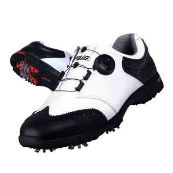031743 New men's first layer of cowhide rotating shoelaces / eight claw spikes golf shoes waterproof superfine fabric rubber sol