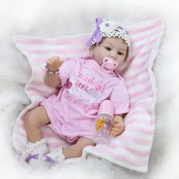 55cm Silicone Reborn Baby Doll kids Playmate Gift For Girls 22 Inch Baby Alive Soft Toys For Bouquets Doll Bebe Reborn