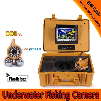 Underwater Fishing Camera Kit with 20Meters Depth Dual Lead Bar & 7Inch Color TFT LCD Monitor & Yellow Hard Plastics Case