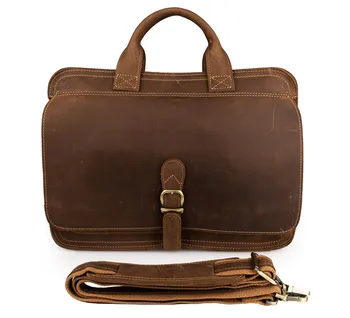 Maletin Hombre Vintage Crazy Horse Leather Men's Briefcase Laptop Business Case Genuine Messenger Bag Men Shoulder Crossbody