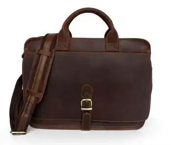 Maletin Hombre Vintage Crazy Horse Leather Men's Briefcase Laptop Business Case Genuine Messenger Bag Men Shoulder Crossbody
