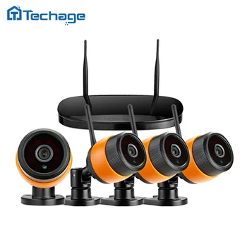 Techage 4CH 720P NVR DVR HD Wireless CCTV System 4PCS Outdoor Waterproof IR P2P WIFI IP Camera Security Video Surveillance Kit