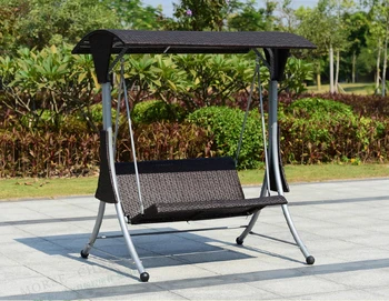 2 person wicker garden leisure swing chair outdoor hammock patio leisure cover seat bench with cushion