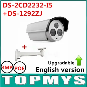 Overseas Version ip Camera DS-2CD2232-I5&DS-1292ZJ 3MP1080P POE CCTV Camera 2 Array LED IR 50M Outdoor Bullet Security Camera
