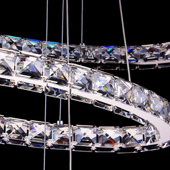Modern ring chandelier crystal light stainless steel LED lamp of the sitting room dining-room lamp droplight on three floors