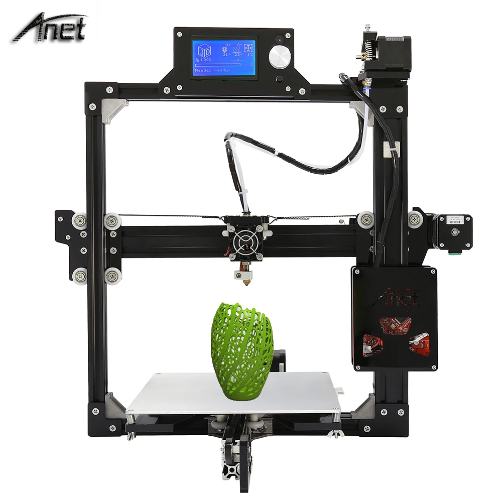 Hot! Anet A2 Metal 3D Printer Machine Reprap Prusa i3 3D Printer LCD2004 220*220*220/220*270*220mm option with 2Rolls Filaments